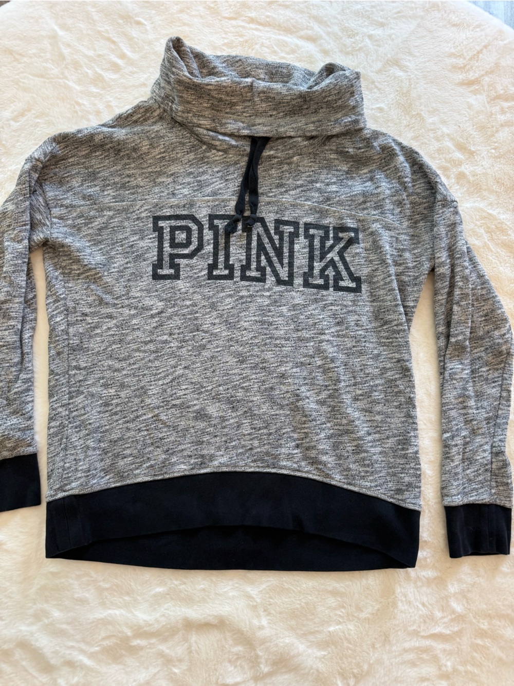 Victoria's Secret PINK Gray Pullover Hoodie with Black Accents